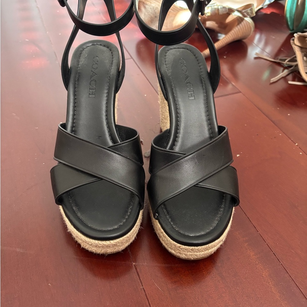 Coach Black Espadrille Sandals